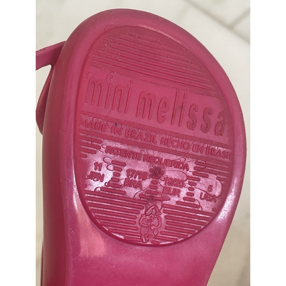 Mini Melissa Hot Pink Kitty Cat Toddler Size 5 Rubber Mary Jane Shoes - Picture 7 of 7